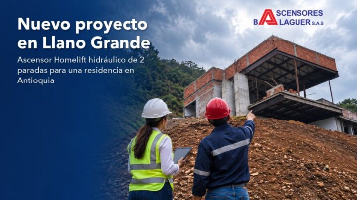 Nuevo proyecto en Llano Grande: ascensor Homelift hidráulico Ingeniera y técnico de Ascensores Balaguer frente a la residencia en construcción de Llano Grande donde se instalará un ascensor Homelift